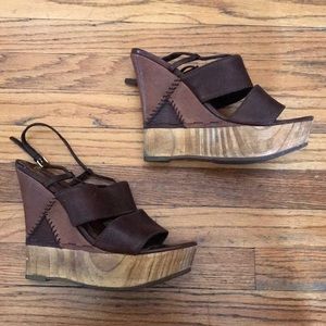 Miu Miu Patchwork Leather Platform Wedges 39.5